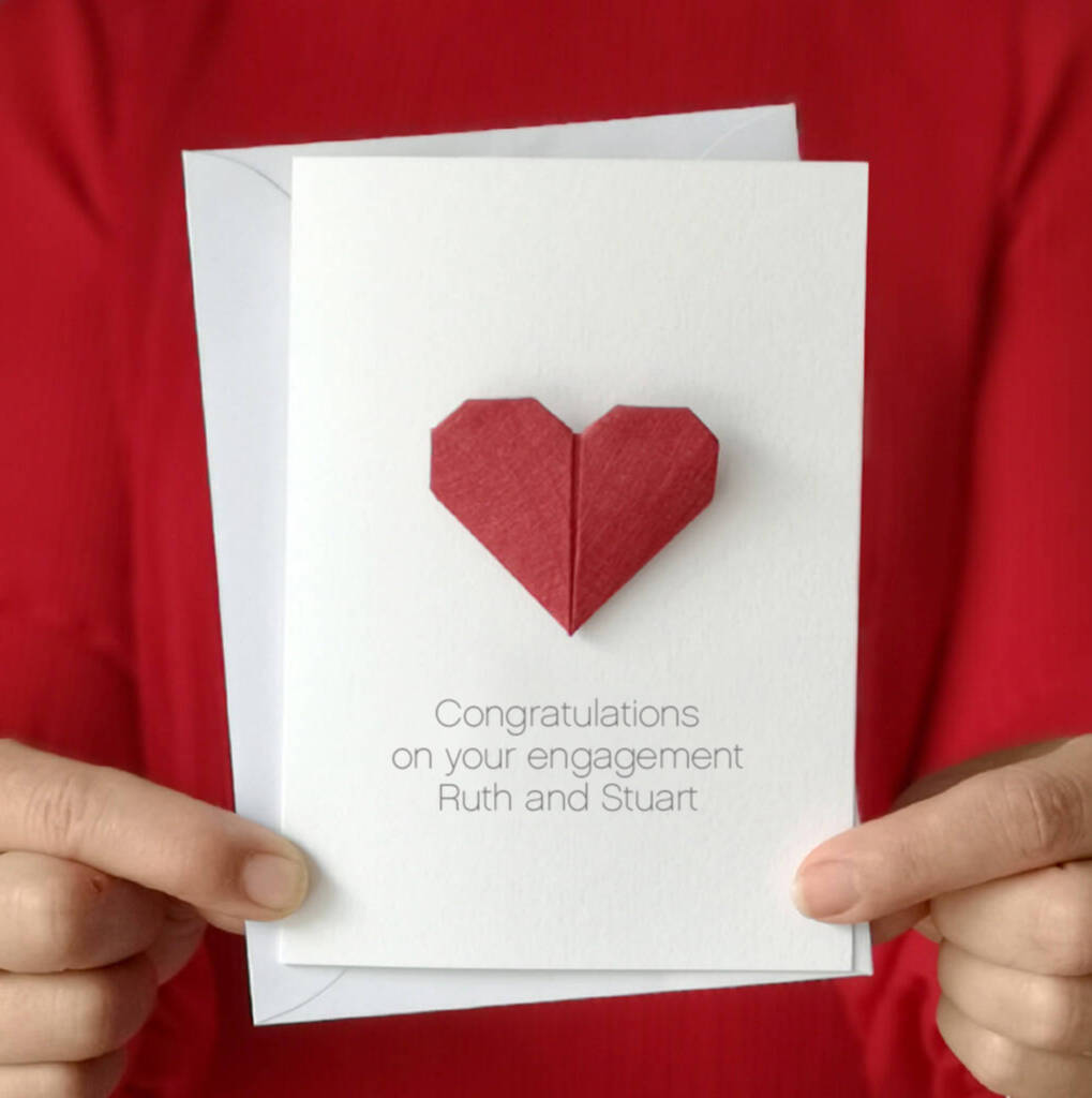 Personalised Engagement Origami Heart Card