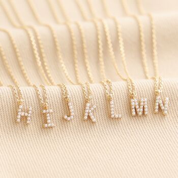 Tiny Pearl Initial Charm Necklace, 10 of 12