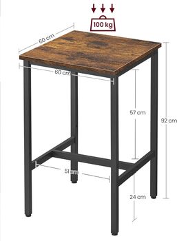 Square Tall Bar Table Breakfast Bar Dining Table, 4 of 12