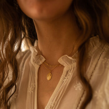 Dainty 14 K Gold Virgin Mary Choker Necklace, 3 of 8