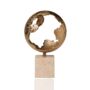 Textured Brass Sphere Sculpture On Marble Base, thumbnail 7 of 12