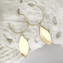 Large Leaf Gold Plated Brass Statement Hoops, thumbnail 3 of 5