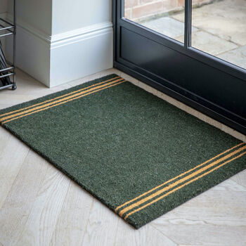 Forest Green Triple Stripe Doormat, 2 of 4