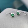 Emerald Green 4mm Cz Huggie Hoop Earrings, thumbnail 2 of 11