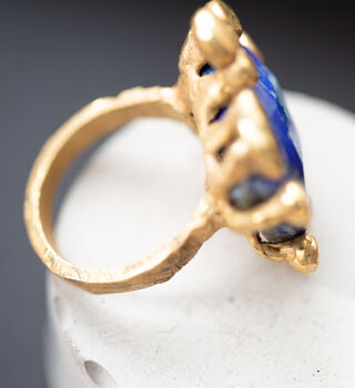 Chunky Ring In Brass With Lapis Lazuli, 3 of 3