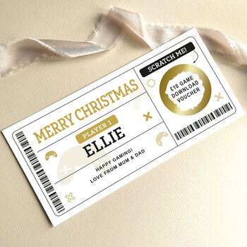 Personalised Gamer Scratch Card Christmas Voucher: Gold Circle Design, 6 of 7