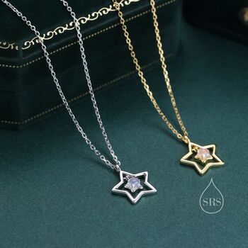 Moonstone Star Pendant Necklace In Sterling Silver, 2 of 11