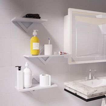 Set Of Three White Floating Wall Mounted Shelves, 5 of 8