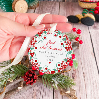 Personalised First Christmas As Auntie And Uncle Ornament, 5 of 7