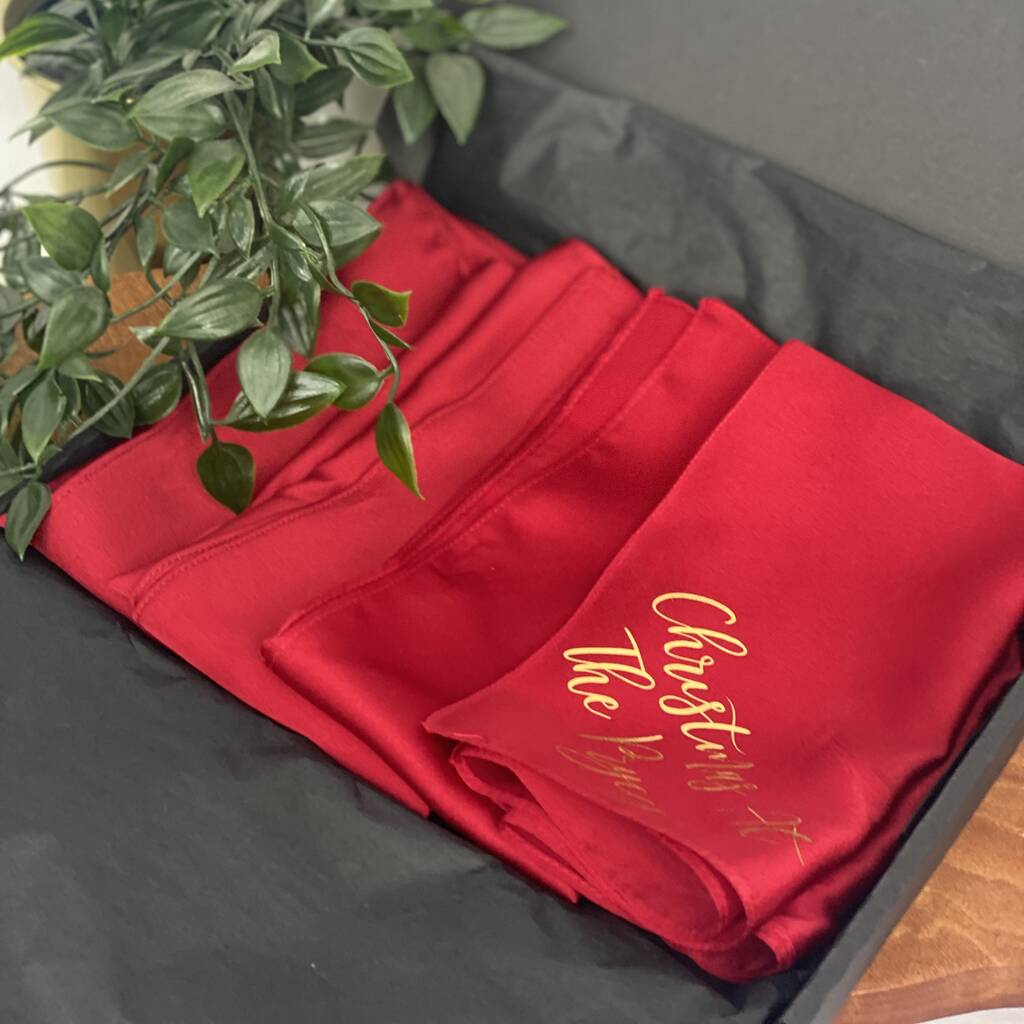 Personalised Reusable Red Napkin Set, 1 of 8