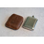 Brown Leather Cased Hip Flask 6oz In Silver / Copper, thumbnail 10 of 10