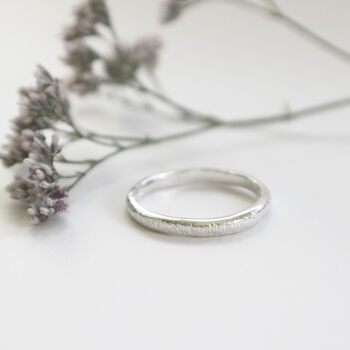 Thin Molten Silver Shimmer Ring, 2 of 9