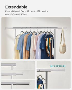 Clothes Rack On Wheels Extendable Hanging Rail, 4 of 12