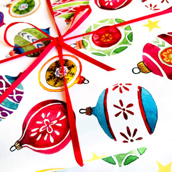 Vintage Bauble Illustrated Wrapping Paper, 2 of 3