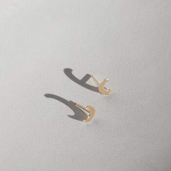 Gold Filled Crescent Moon Stud Earrings, 4 of 9