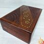 Carved Inlaid Floral Wooden Jewellery Box, thumbnail 3 of 6
