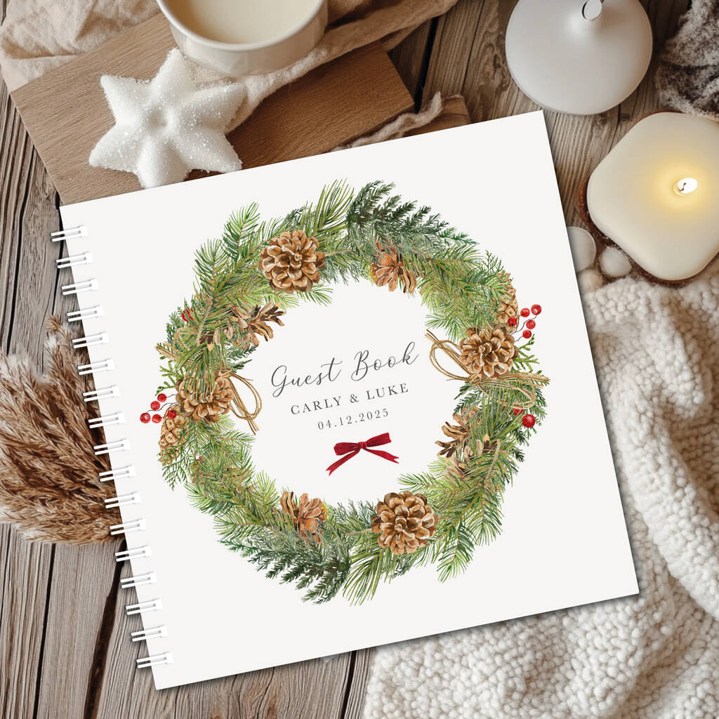 Christmas Wreath Wedding Guestbook, 1 of 1