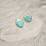 Blue Turquoise Gold Stud Earrings, thumbnail 5 of 9