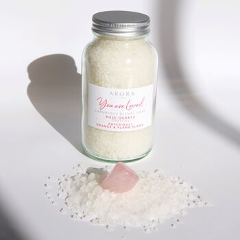 You Are Loved Luxury Bath Salts With Rose Quartz, 2 of 4