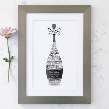 Personalised Silver Anniversary Champagne Word Art, 7 of 9