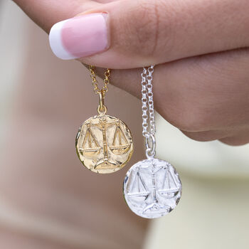 Engraved Gold Plated Libra Zodiac Necklace, 4 of 7