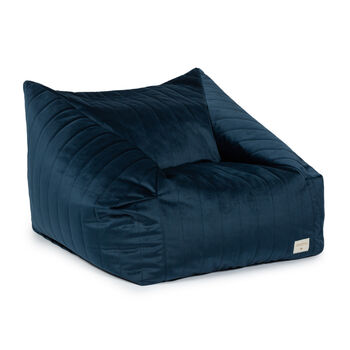 Night Blue Velvet Beanbag Chair, 3 of 3