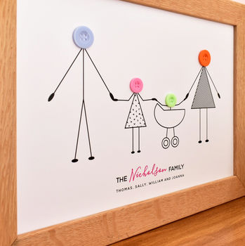 Personalised Family Button Print Unframed, 10 of 12