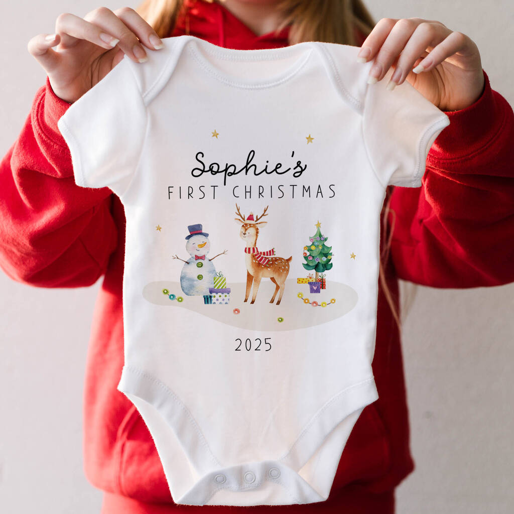 Personalised Baby’s First Christmas Gift Bodysuit, 1 of 6