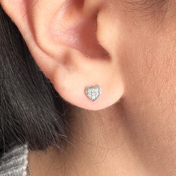 Best Friend Earrings Sterling Silver Tiny Heart Studs, 3 of 4