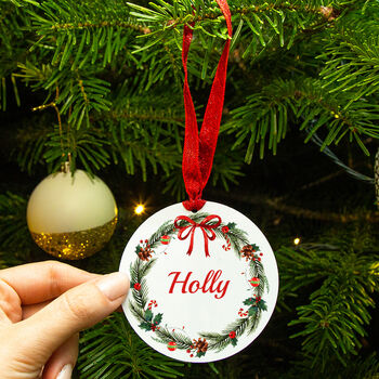 Personalised Name Wreath Christmas Decoration By Ellie Ellie