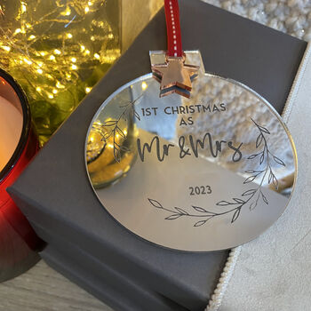 Personalised Rose Gold Round Christmas Bauble 23, 7 of 11
