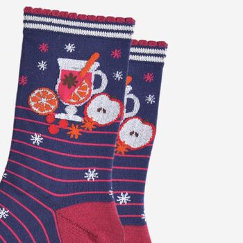 Women's Bamboo Socks Christmas Mulled Wine, 3 of 5