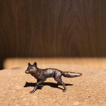Miniature Bronze Fox Sculpture 8th Anniversary Gift, 3 of 11