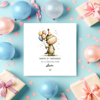 Personalised Dinosaur Birthday Card For Boys, 6 of 6