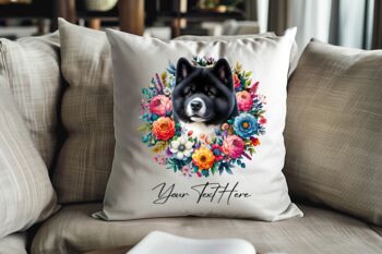 Personalised Akita Summer Floral Dog Wreath Cushion And Mug Gift Bundle, 4 of 4