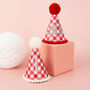 Red Gingham Any Age Birthday Party Hat, thumbnail 1 of 5