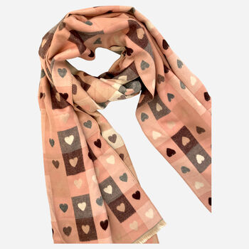 Love Heart Gingham Winter Scarf In Pale Pinks, 2 of 4