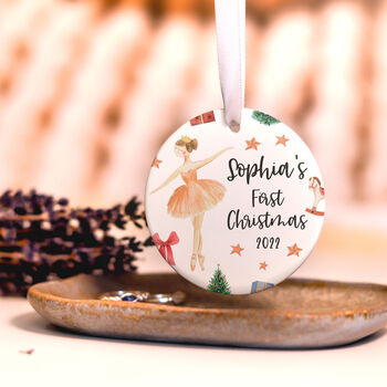 Personalised Baby Girl First Christmas Ceramic Bauble, 7 of 9