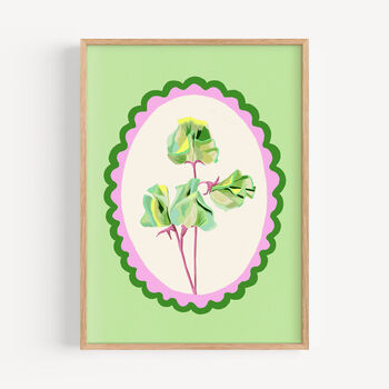 Sweet Pea Art Print Green, 5 of 5