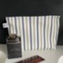 Navy And Slate Florence Stripe Cotton Linen Mix Washbag, thumbnail 1 of 5
