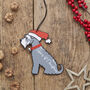 Grey Schnauzer Dog Christmas Decoration Personalisation Available, thumbnail 1 of 6