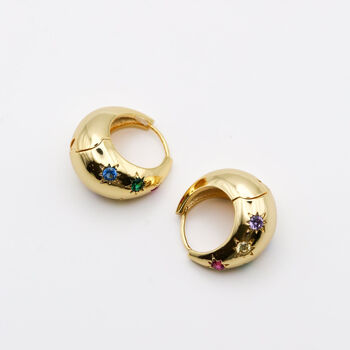 Rainbow Sapphire Dome Hoop Earrings, 5 of 7