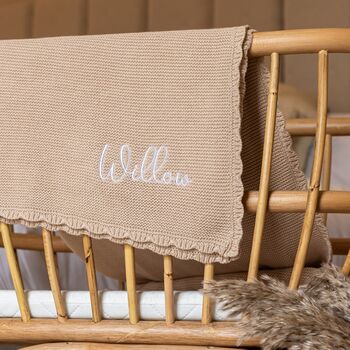 Scalloped Edge Baby Knit Blanket | Personalised, 6 of 6