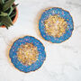 Blue Iridescent Geode Resin Coasters, thumbnail 4 of 9