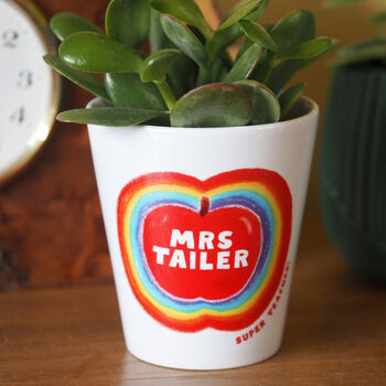 Personalised Apple And Rainbow Plant Pot: Teacher Gift, 3 of 4