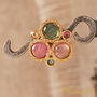 Multicoloured Tourmaline Triple Stone Gold Silver Stud, thumbnail 5 of 10