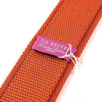 Dark Orange Silk Knitted Tie, 2 of 3