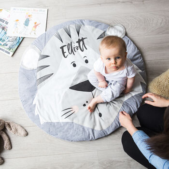 Personalised Tiger Face Baby Play Mat, 3 of 9