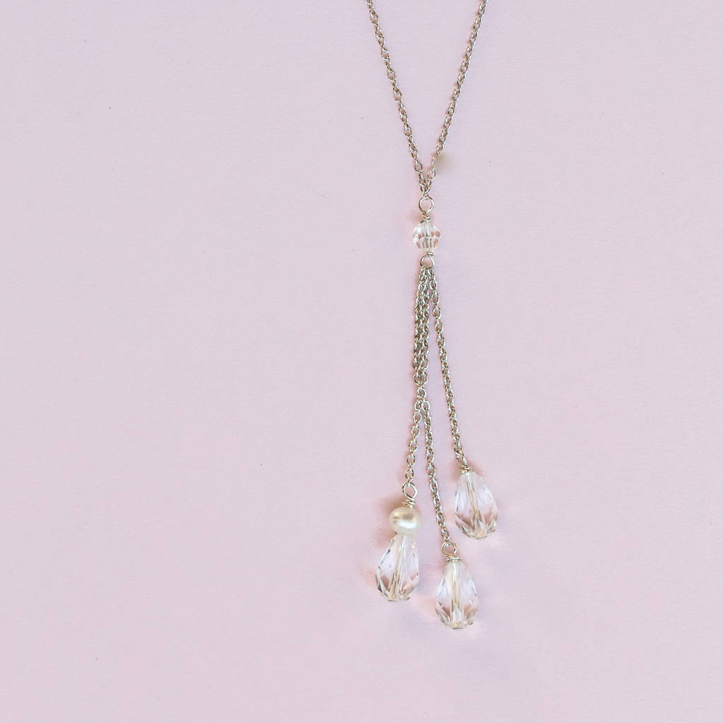 Lili Long Drop Bridal Pendant Necklace By Chez Bec