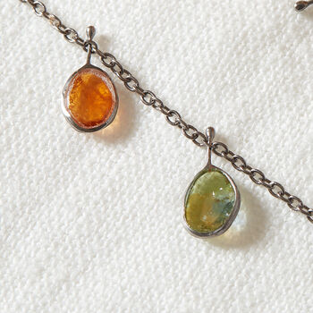 Black Rhodium Silver Tourmaline Pebble Drop Necklace, 6 of 10